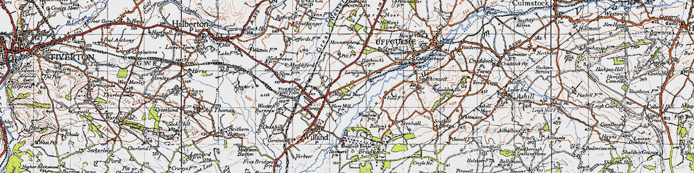 Old map of Willand Moor in 1946