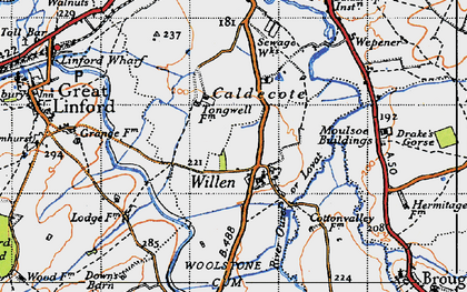 Old map of Willen in 1946