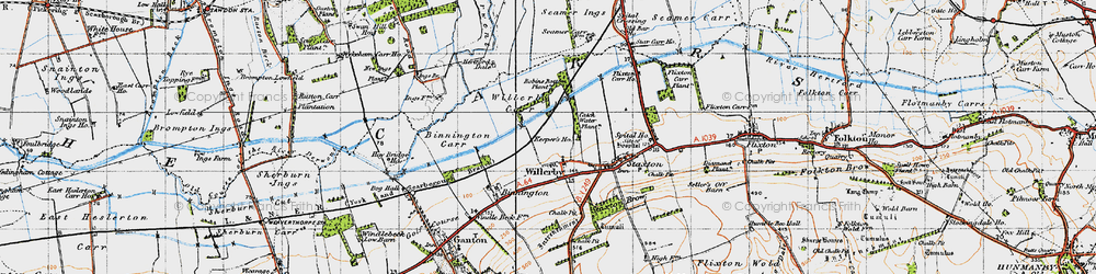 Old map of Willerby Carr in 1947