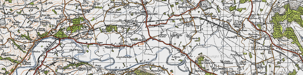 Old map of Willersley in 1947