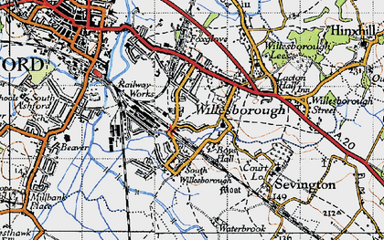 Old map of Willesborough in 1940