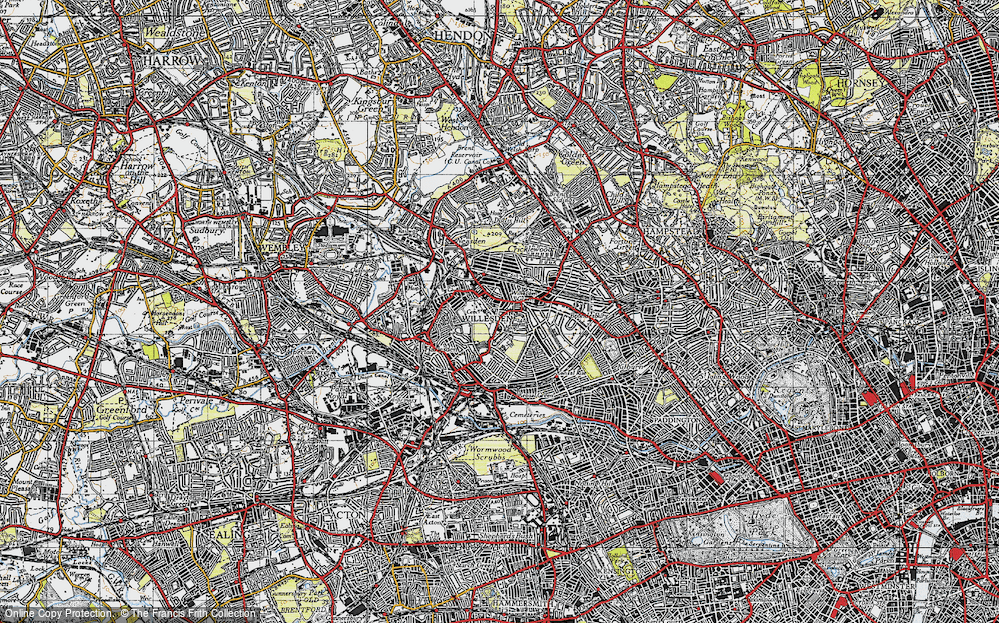 Old Map of Willesden, 1945 in 1945