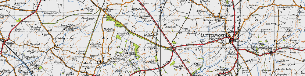 Old map of Bittesby Village in 1946