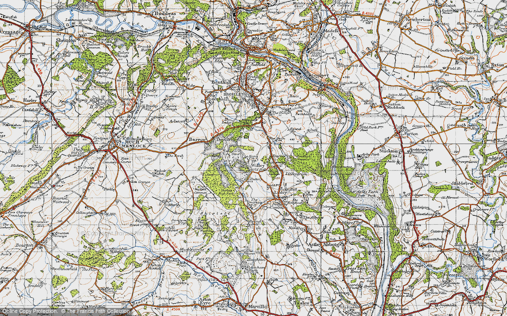 Old Map of Historic Map covering Willypark Wood in 1947