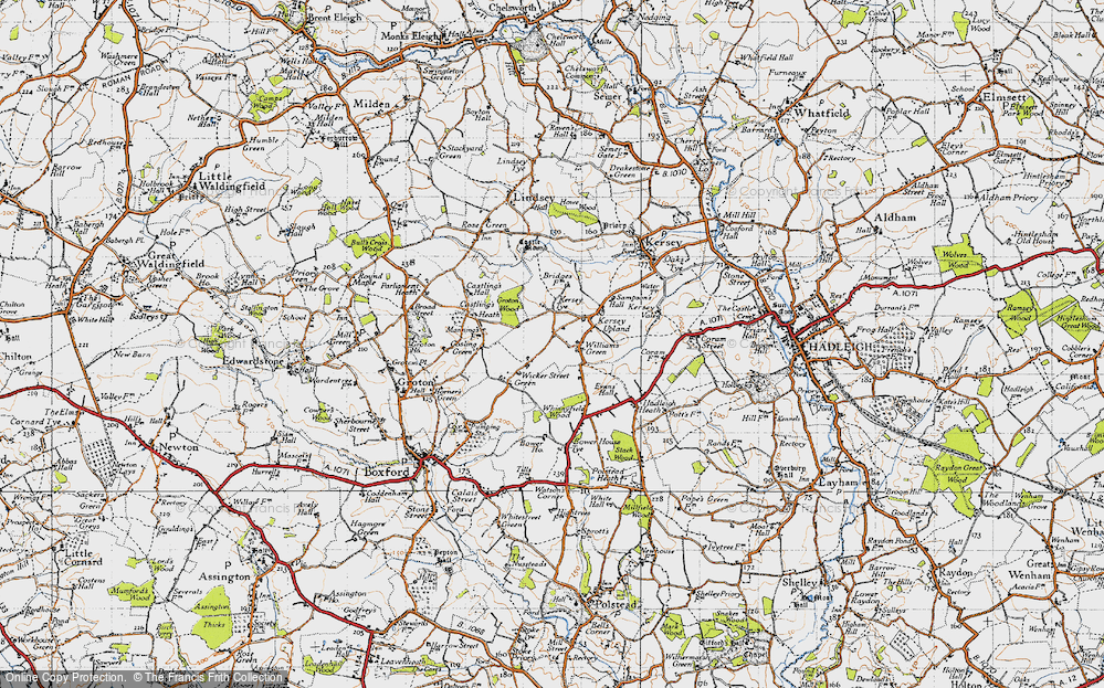 Old Map of Historic Map covering Whinnyfield Wood in 1946