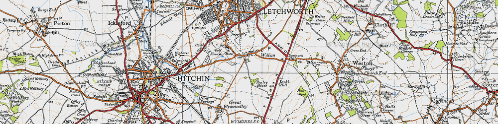 Old map of Willian in 1946