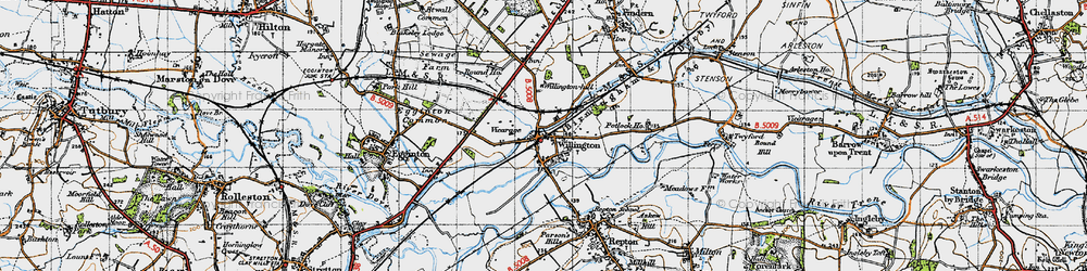 Old map of Willington in 1946
