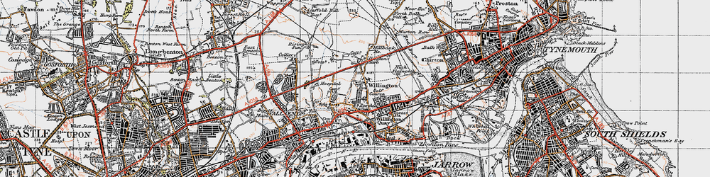 Old map of Willington in 1947