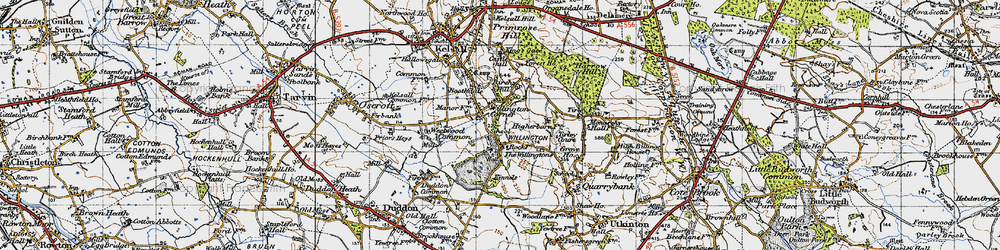 Old map of Willington Corner in 1947