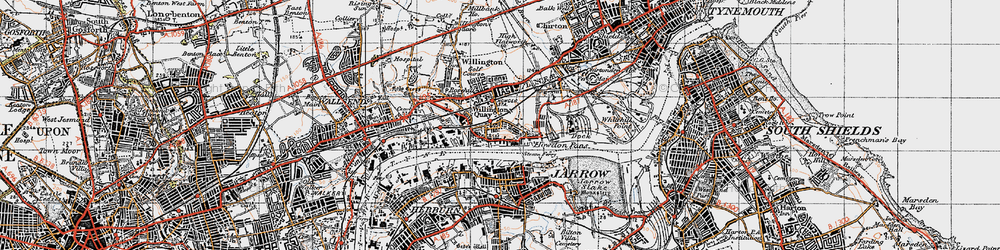 Old map of Willington Quay in 1947