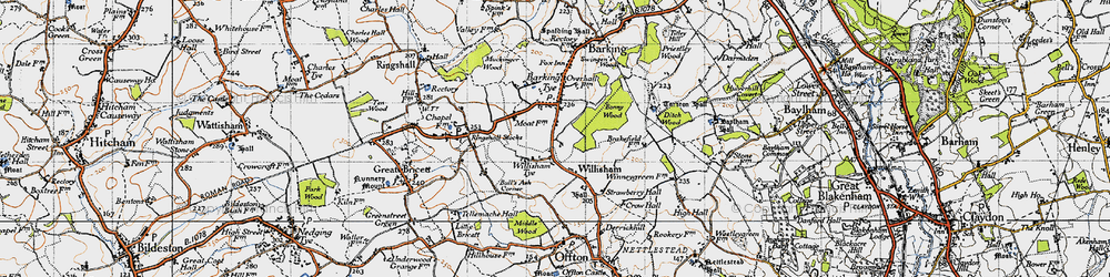 Old map of Willisham Tye in 1946