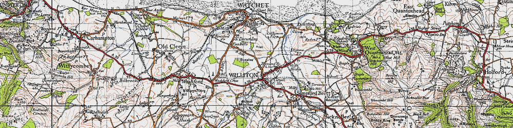Old map of Williton in 1946