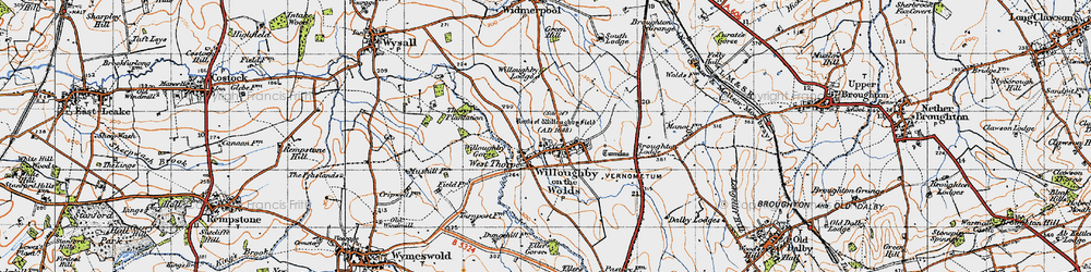 Old map of Willoughby-on-the-Wolds in 1946