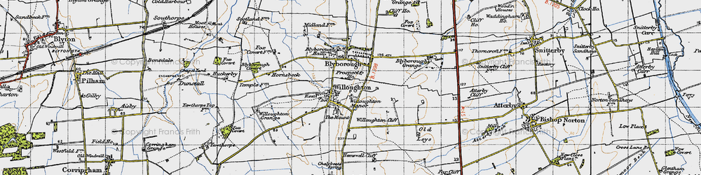 Old map of Willoughton in 1947