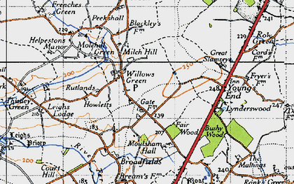 Old map of Willows Green in 1945