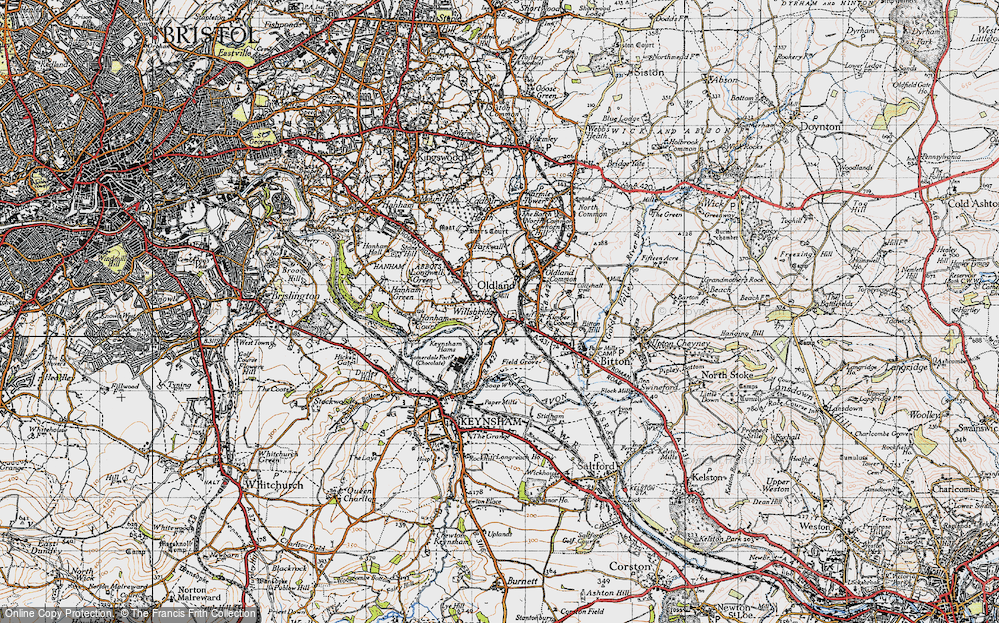 Old Map of Historic Map covering Bitton Hill in 1946