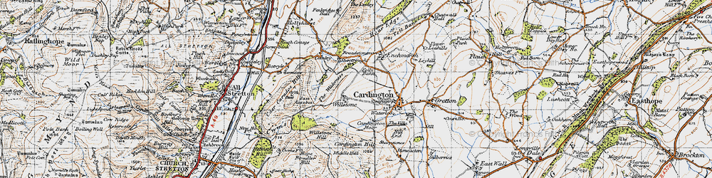 Old map of Cardington Moor in 1947