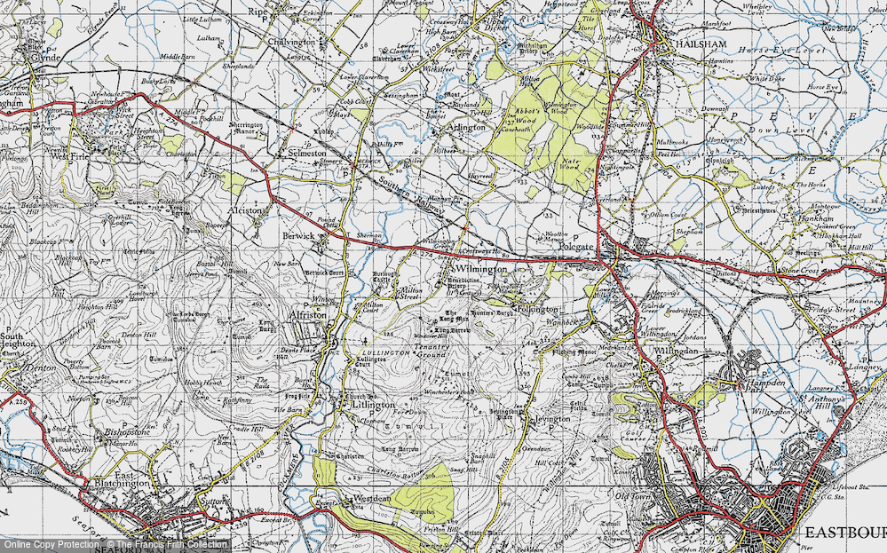 Old Map of Historic Map covering Windover Hill in 1940
