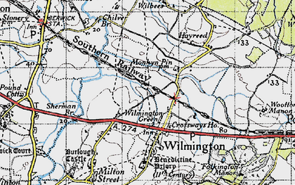 Old map of Wootton Manor in 1940