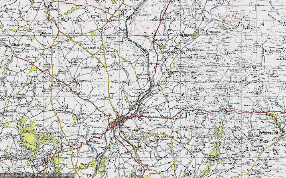 Old Map of Historic Map covering Kilworthy in 1946