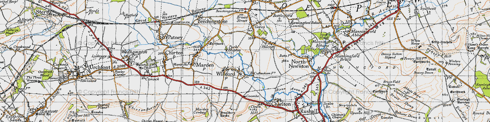 Old map of Wilsford in 1940