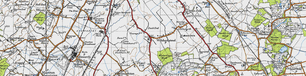 Old map of Wilstead in 1946
