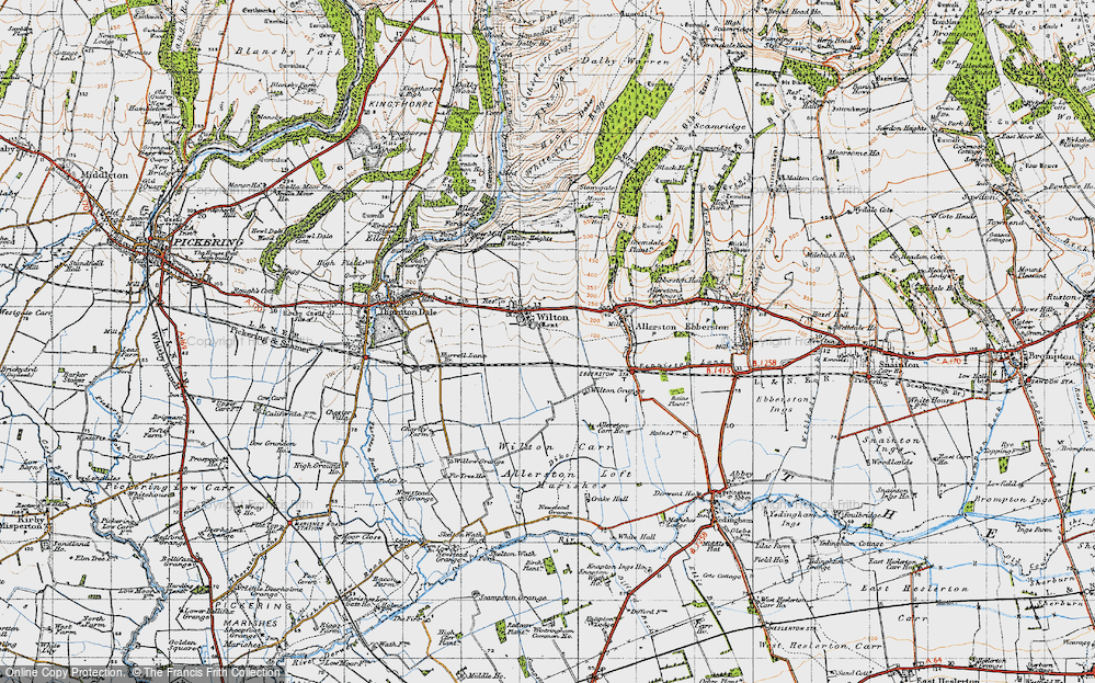 Old Map of Historic Map covering Wilton Carr in 1947