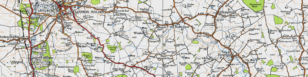 Old map of Wimbish in 1946