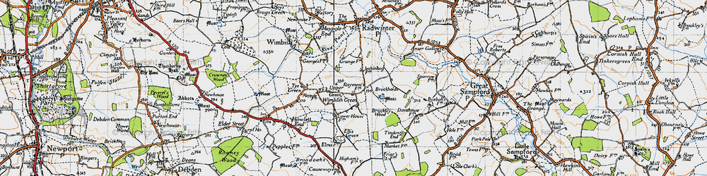 Old map of Wimbish Green in 1946