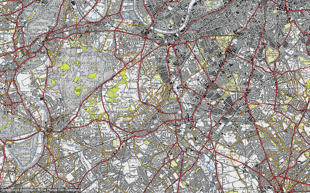 Old Map of Wimbledon, 1945 in 1945