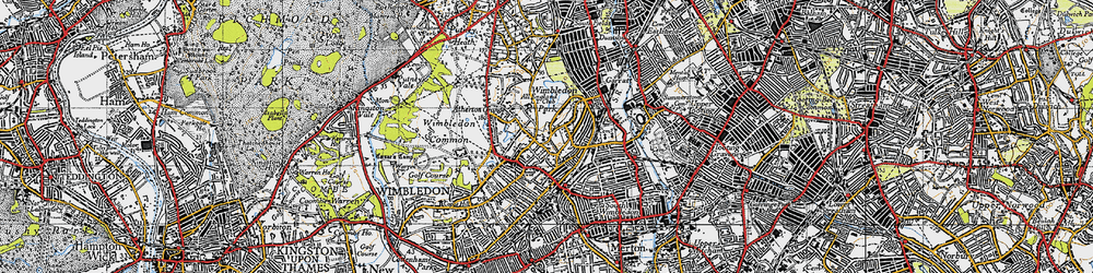 Old map of Wimbledon in 1945