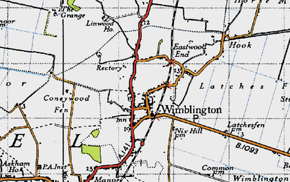 Old map of Wimblington Common in 1946