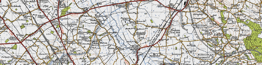 Old map of Wimbolds Trafford in 1947