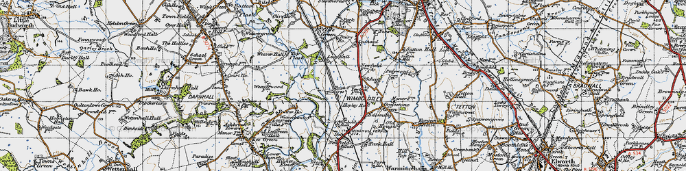 Old map of Wimboldsley Grange in 1947