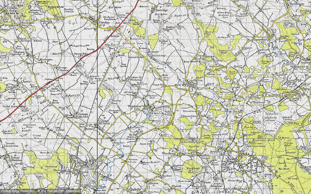 Old Map of Wimborne St Giles, 1940 in 1940
