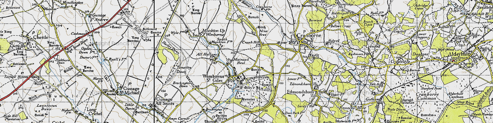 Old map of Wimborne St Giles in 1940
