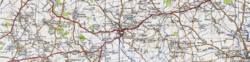 Old map of Wincanton in 1945