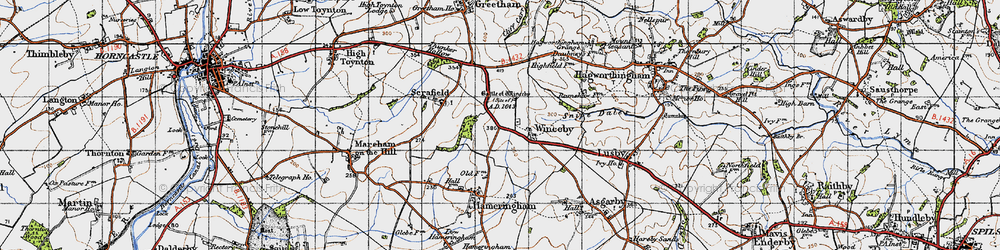 Old map of Winceby in 1946