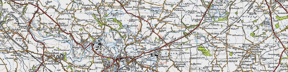 Old map of Wincham in 1947