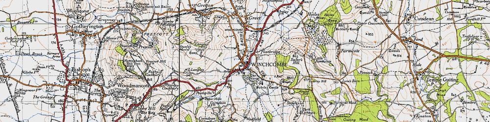 Old map of Winchcombe in 1946