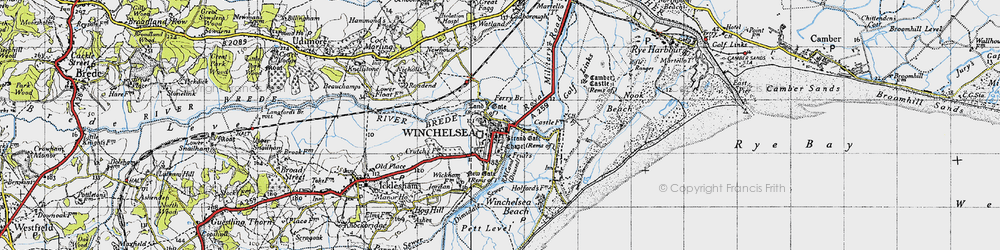 Old map of Winchelsea in 1940