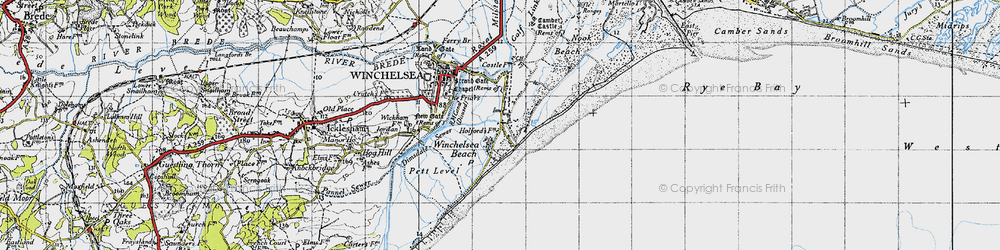 Old map of Winchelsea Beach in 1940
