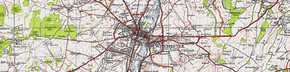Old map of Winchester in 1945
