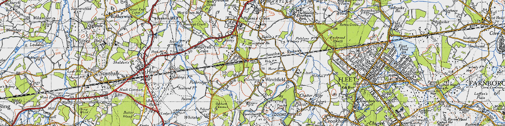 Old map of Winchfield in 1940