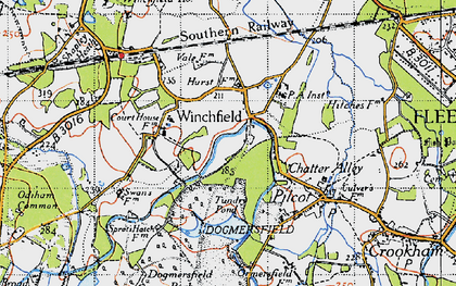 Old map of Winchfield Hurst in 1940
