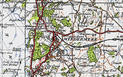 Old map of Windermere in 1947
