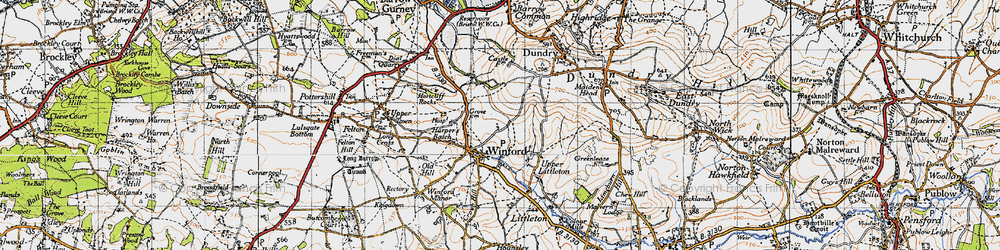Old map of Winford in 1946
