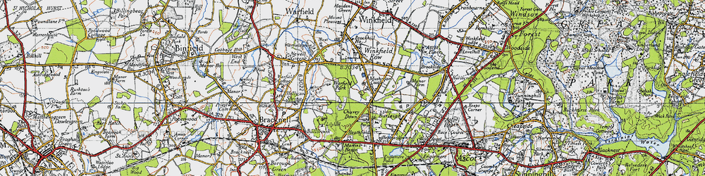 Old map of Winkfield Row in 1940