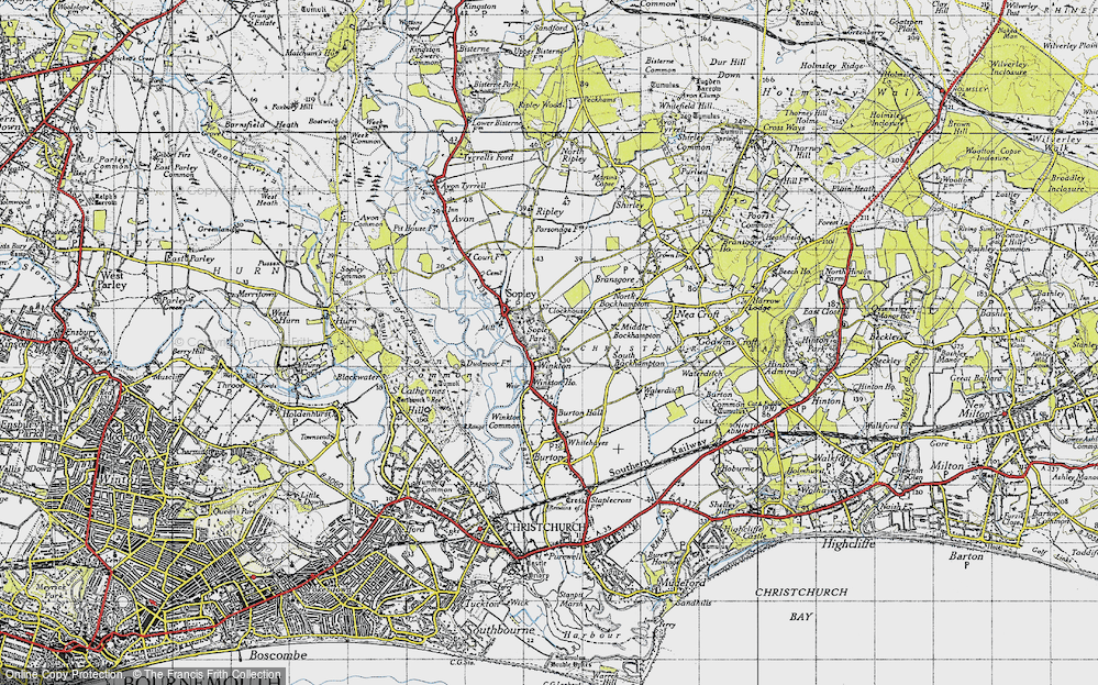 Old Map of Winkton, 1940 in 1940