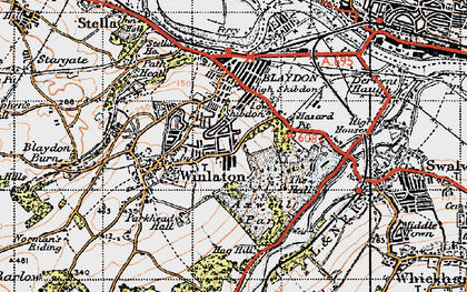 Old map of Winlaton in 1947
